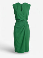 Women’s Sleeveless Keyhole Ruched Midi Dress