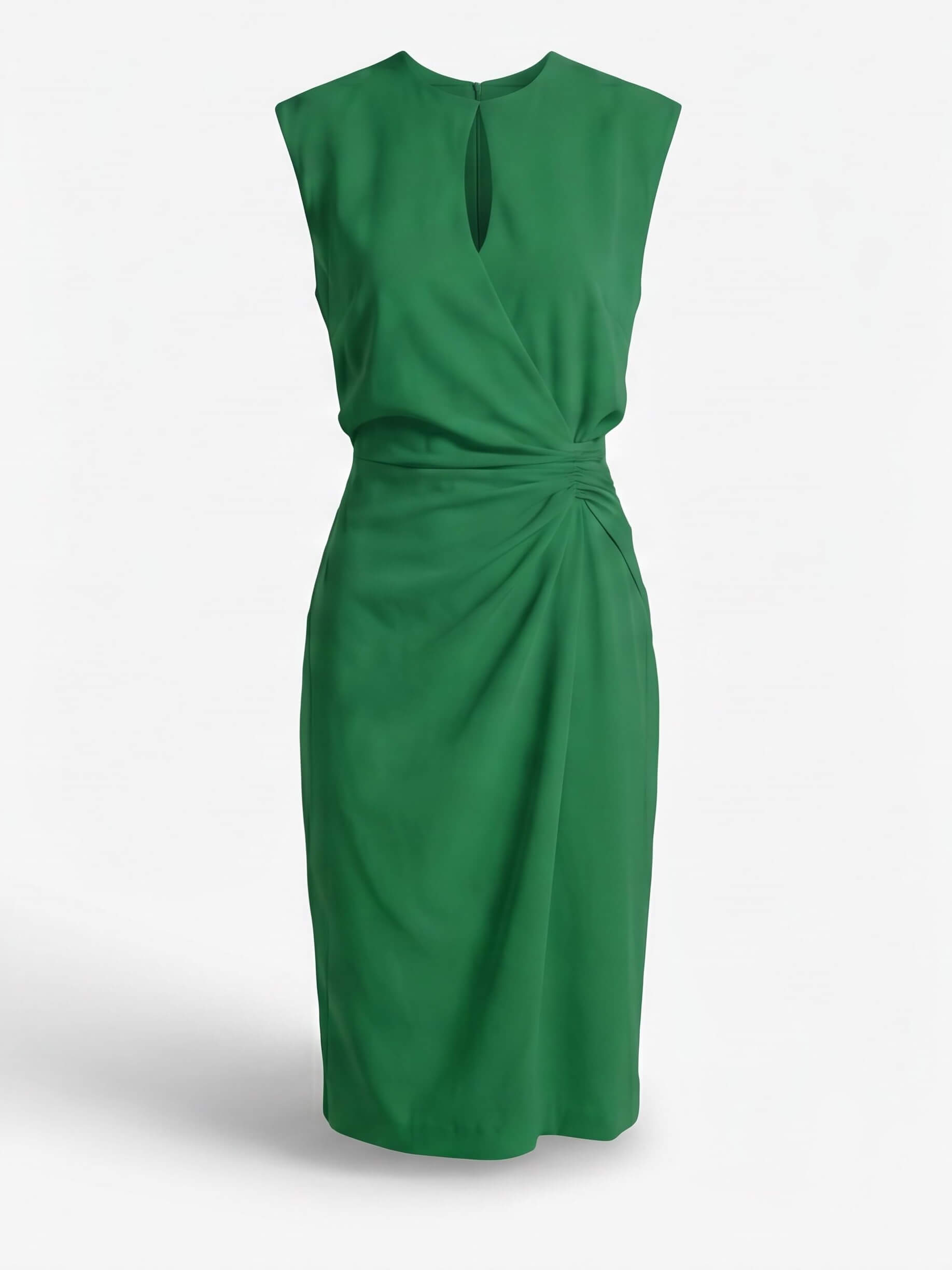 Women’s Sleeveless Keyhole Ruched Midi Dress