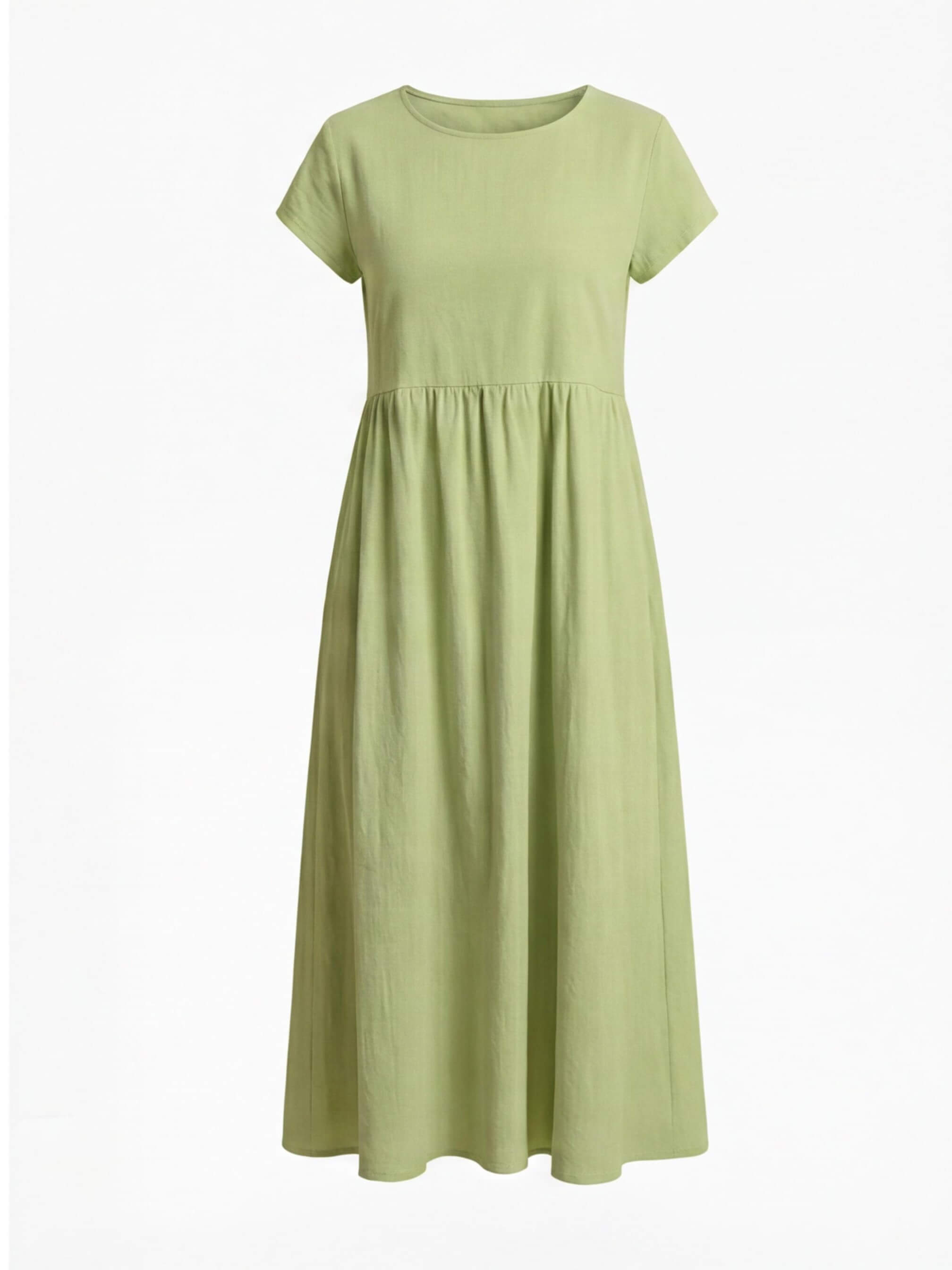Women's dress – Midi dress with a round neckline and a loose fit