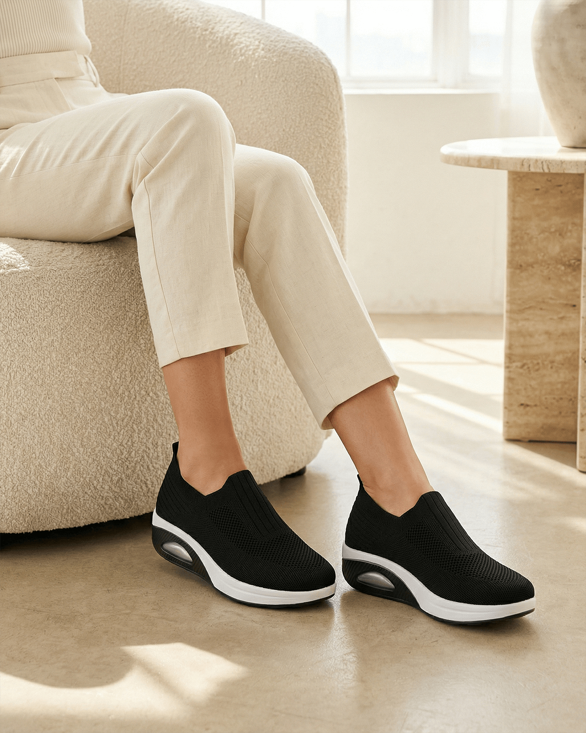 Women’s Wedge Knit Sneakers- Slip On