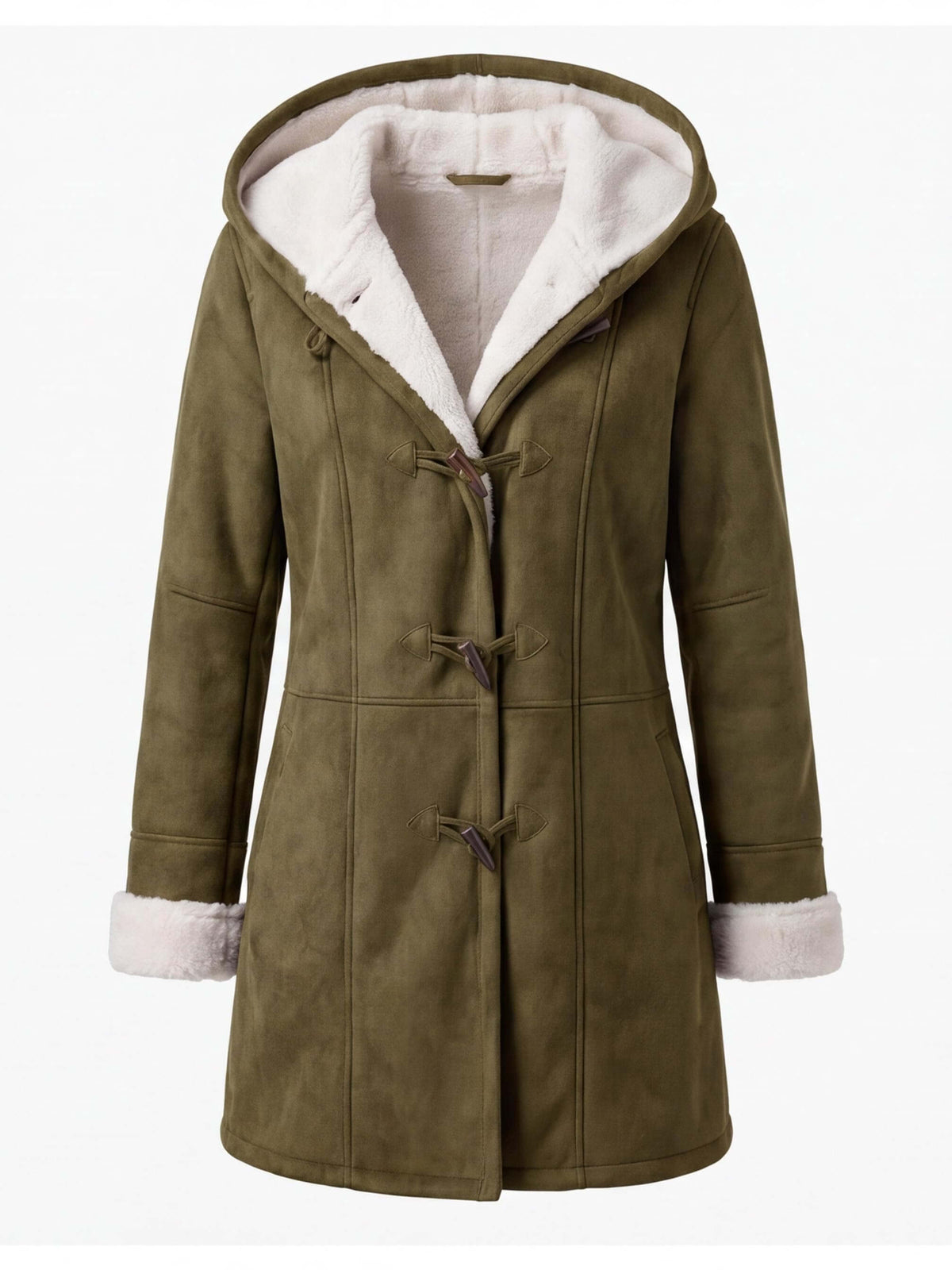Women’s Hooded Toggle-Front Faux Shearling Coat