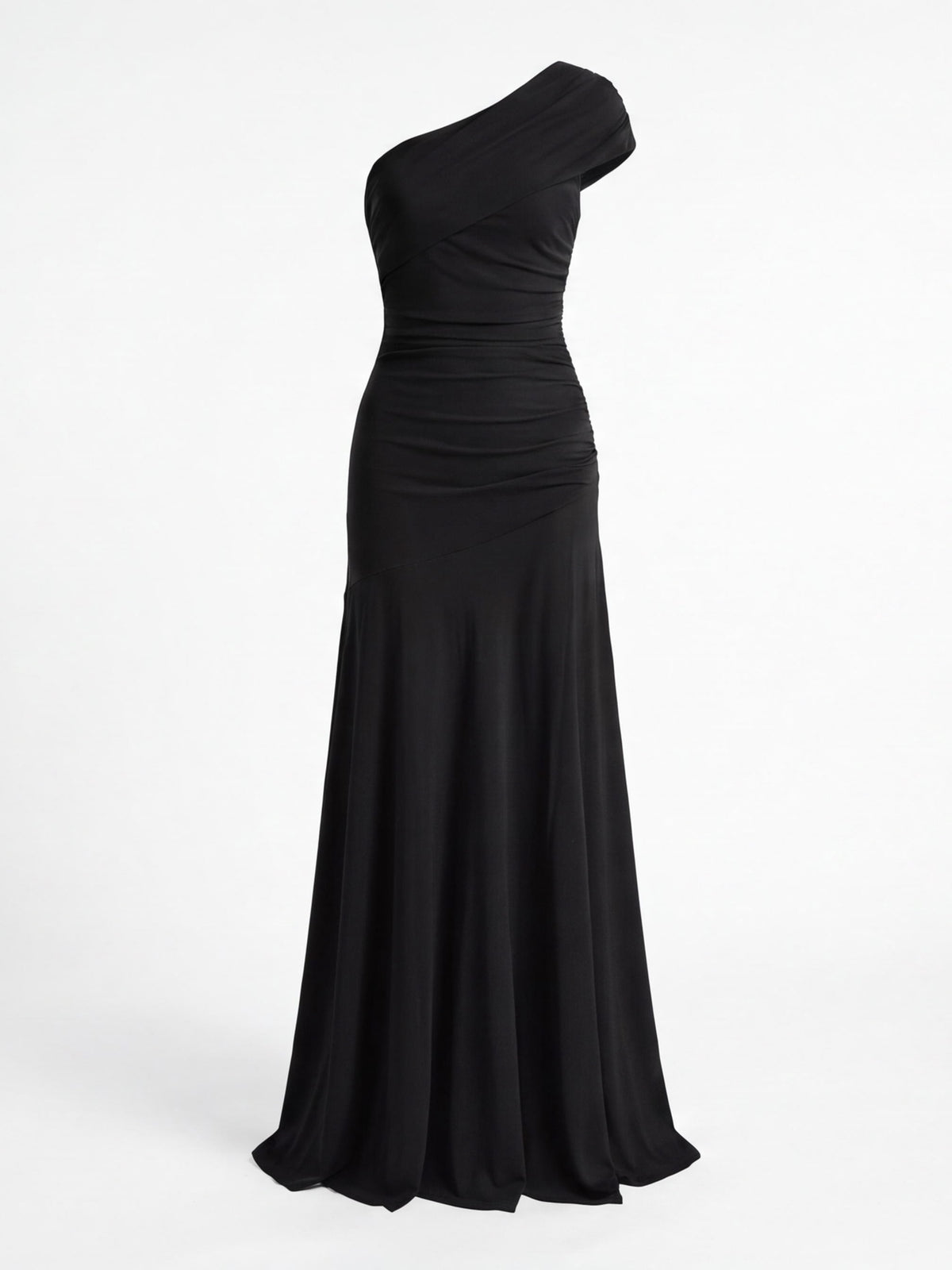Women’s One-Shoulder Draped Maxi Evening Dress