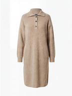 Women’s Knit Midi Dress with Button Front