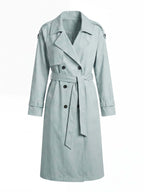 Women’s Long Trench Coat – Belted Waist & Water-Repellent Finish
