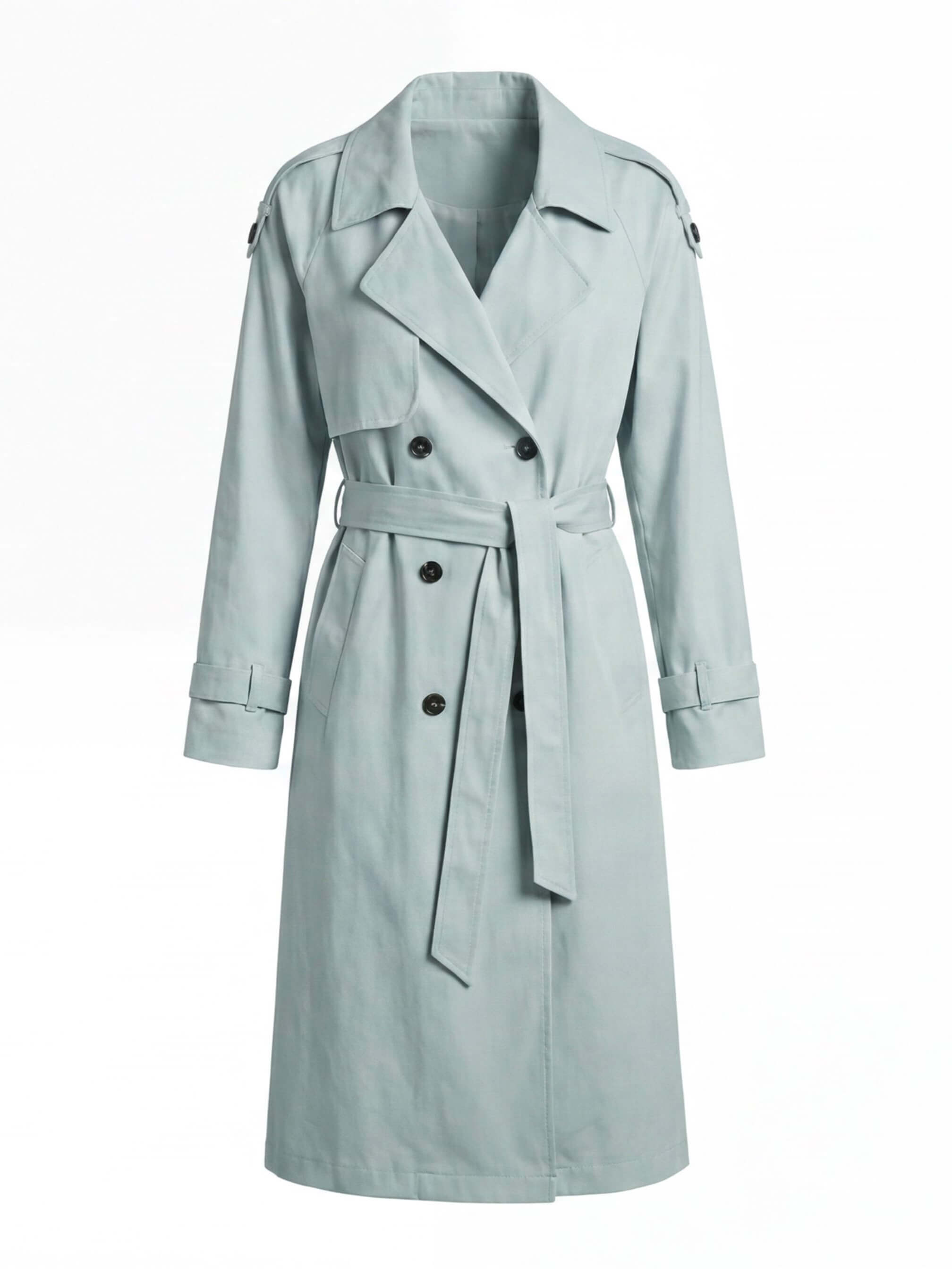 Women’s Long Trench Coat – Belted Waist & Water-Repellent Finish