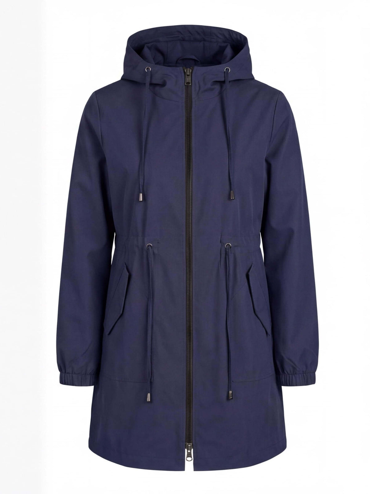 Women’s Hooded Longline Jacket with Drawstring Details
