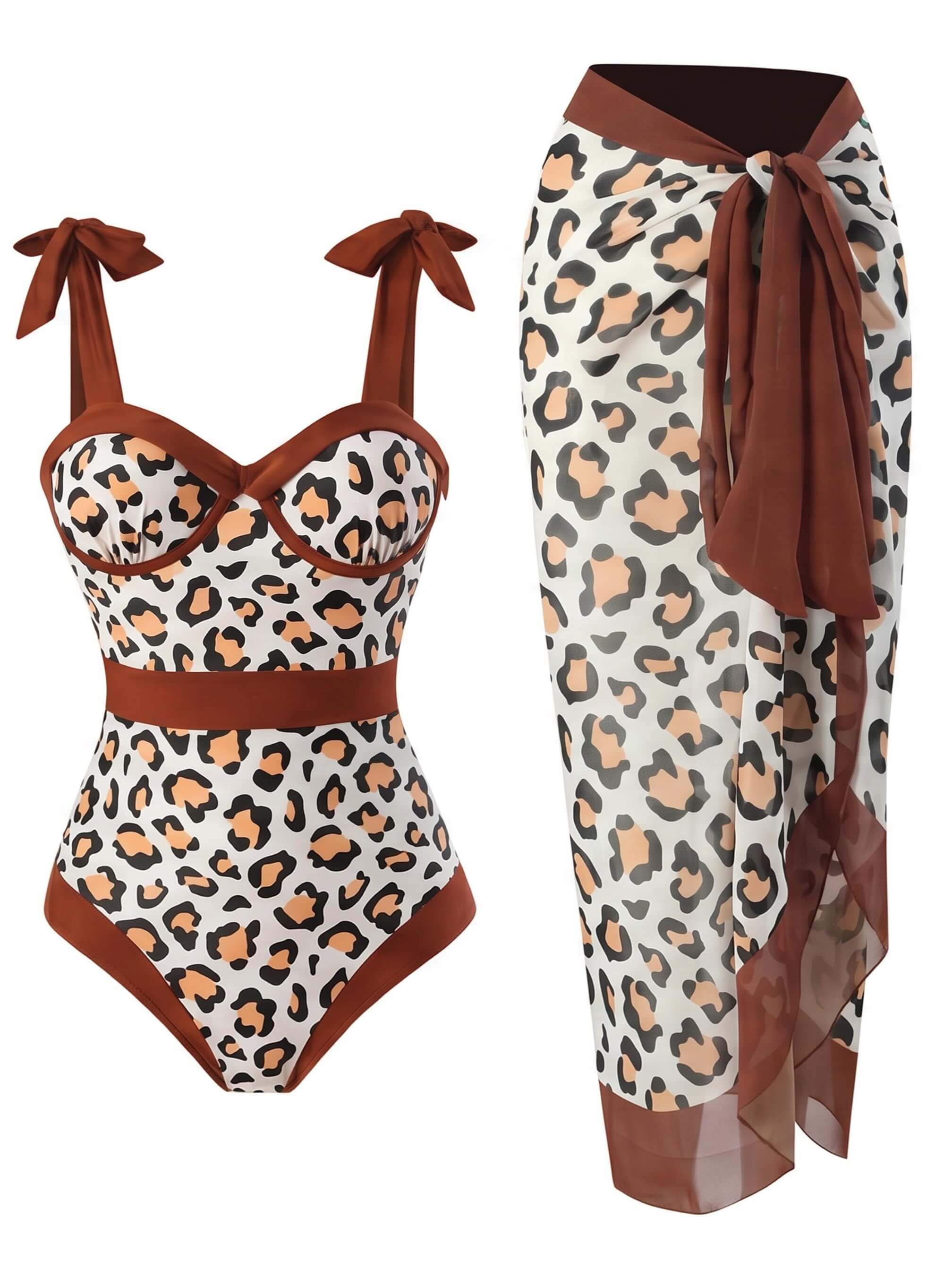 Women’s Toile Print Swimsuit and Sarong Set