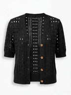 Women’s Crochet Knit Cardigan – V-Neck Button Front & Lightweight Elegance