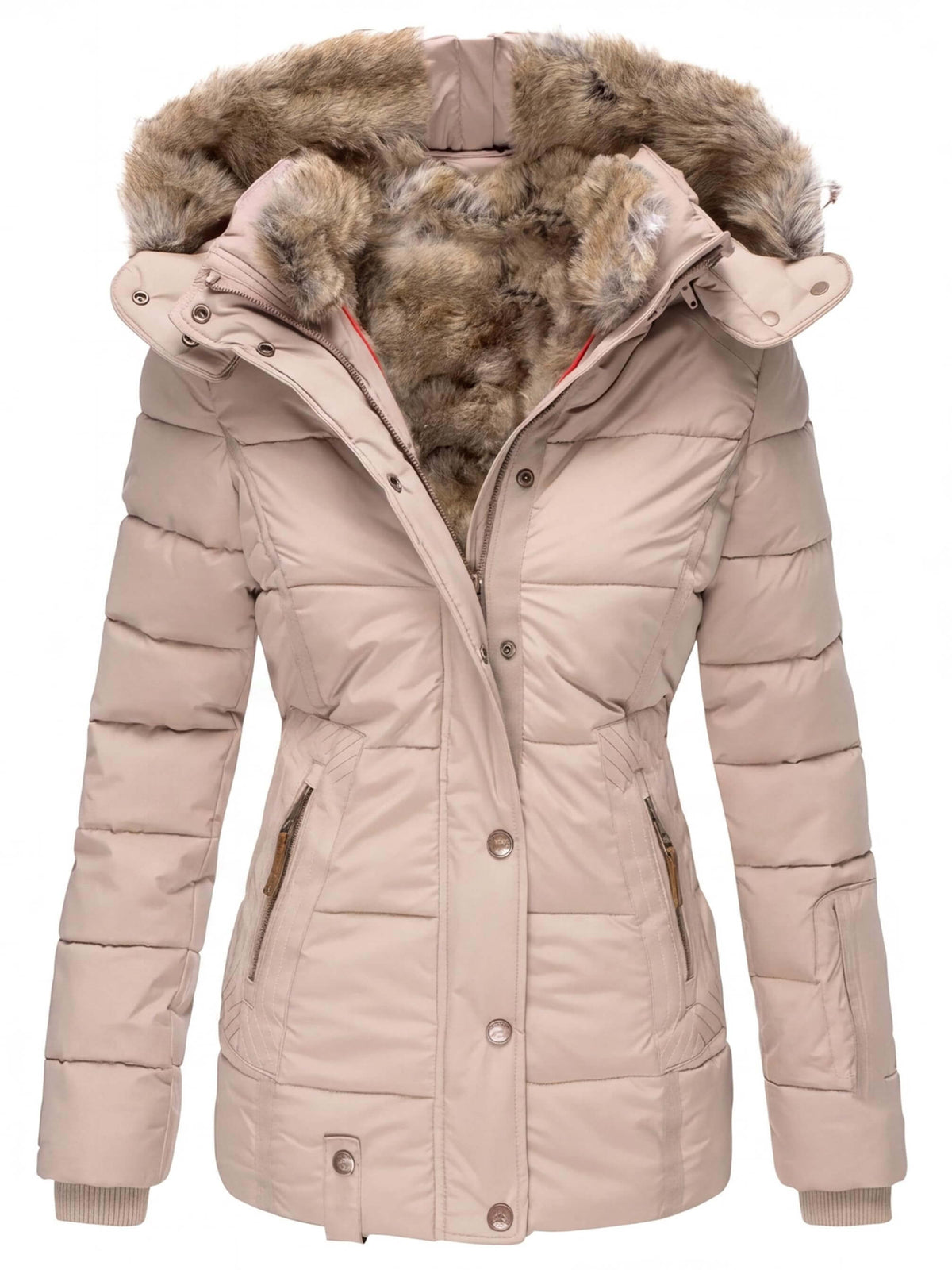 Women’s Hooded Fur-Trim Quilted Puffer Jacket
