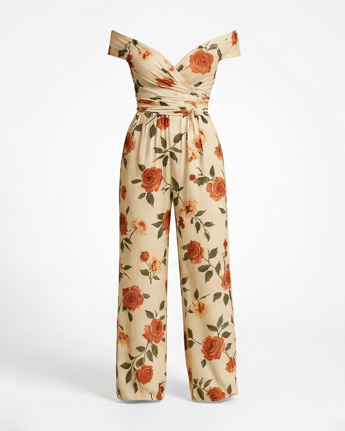 Women’s Jumpsuit – Off-Shoulder Wide-Leg Embroidered Evening Jumpsuit