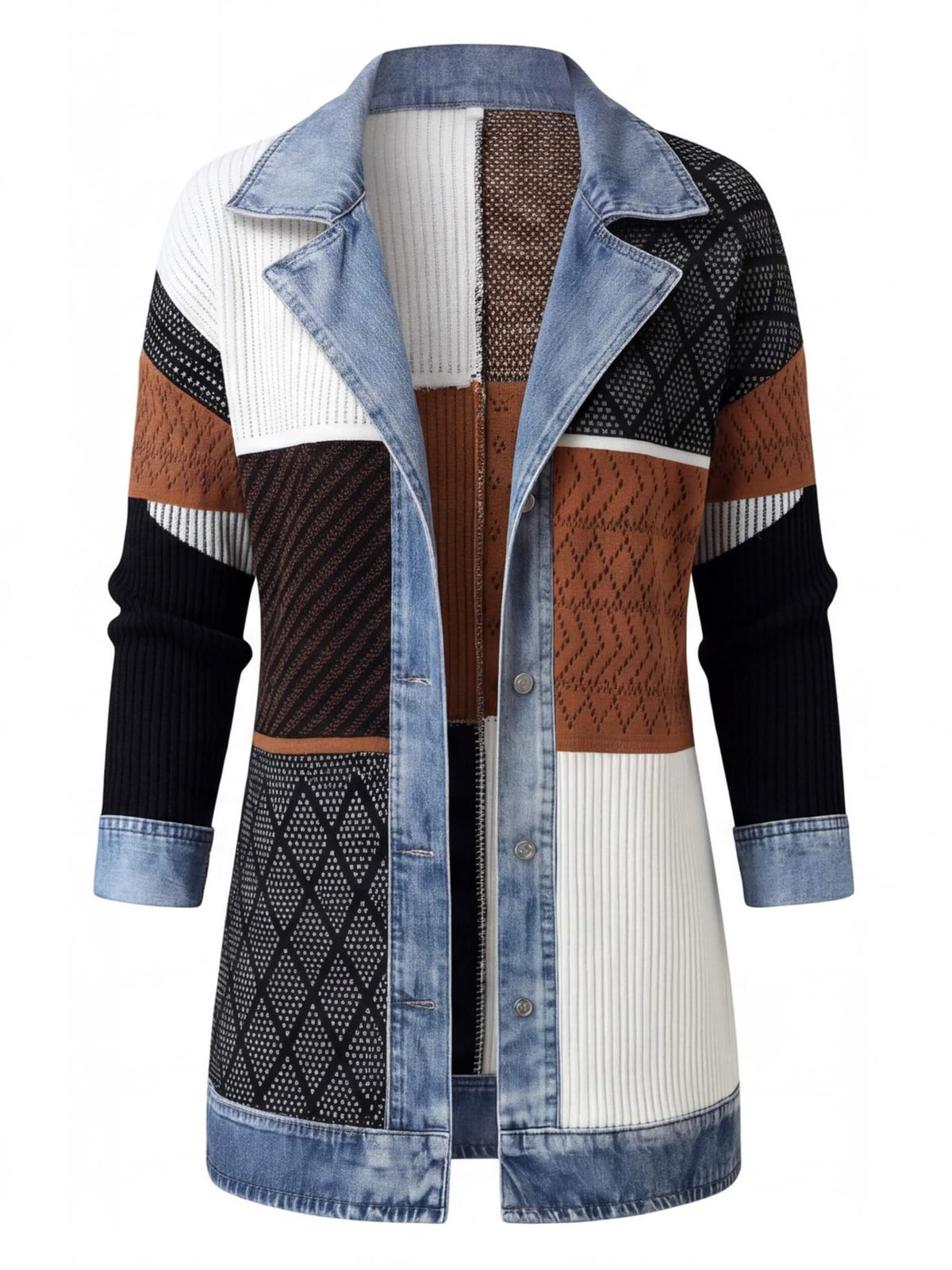 Women’s Denim Trim Button-Up Cardigan
