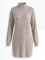 Women’s Ribbed Knit Turtleneck Mini Dress