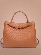 Women’s Woven Handbag with Braided Handle Detail
