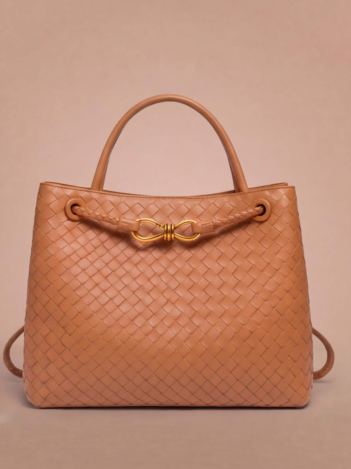 Women’s Woven Handbag with Braided Handle Detail