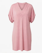 Women’s Elegant V-Neck Tummy-Hiding Dress