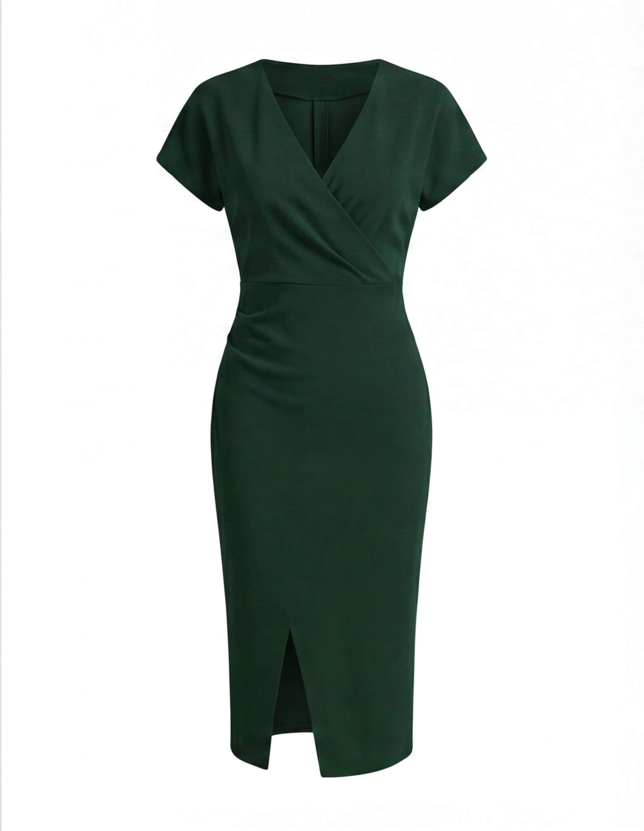 Women’s Midi Dress – Elegant V-Neck Silhouette with Front Split