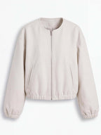 Women’s Cropped Bomber Jacket with Zip Front