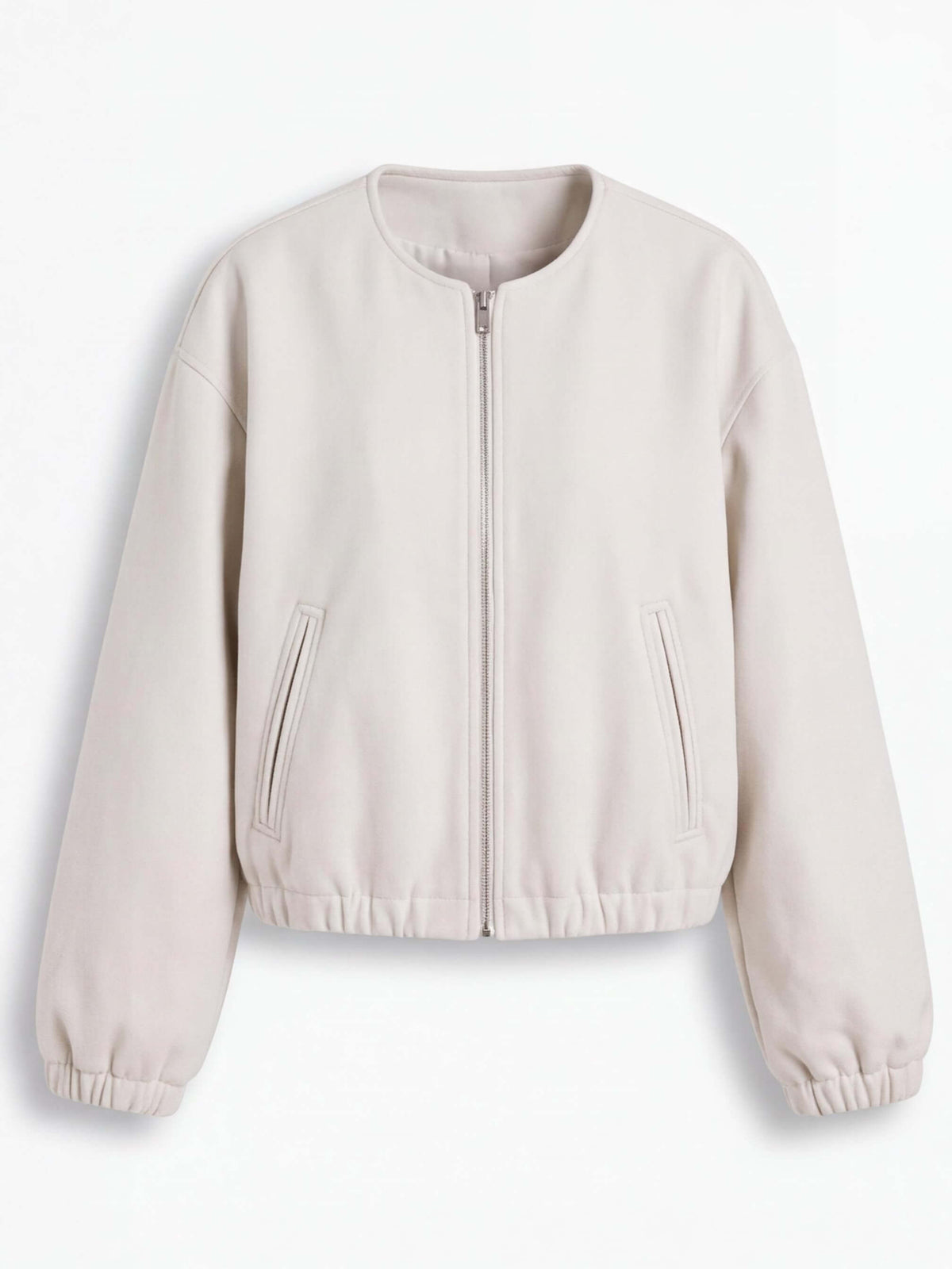 Women’s Cropped Bomber Jacket with Zip Front