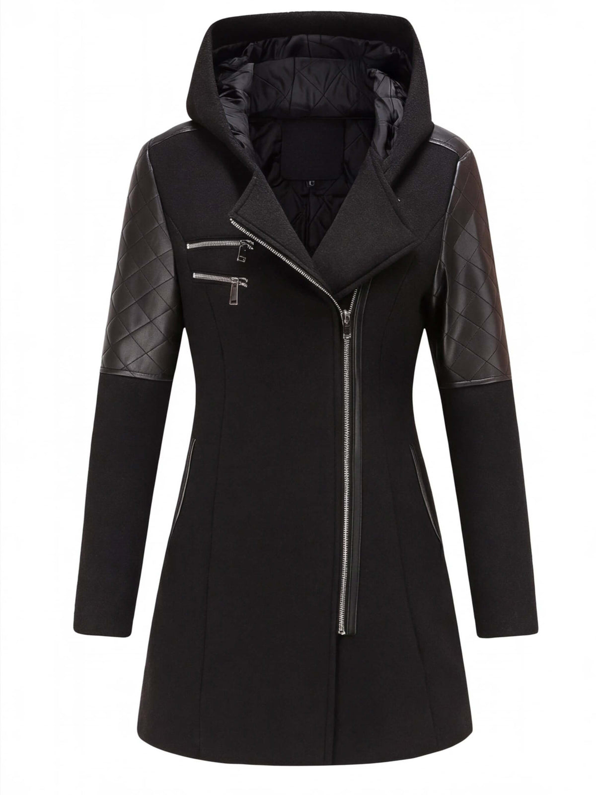 Women’s Textured Hooded Zip-Up Coat