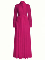 Women’s Button Front Pleated Maxi Shirt Dress