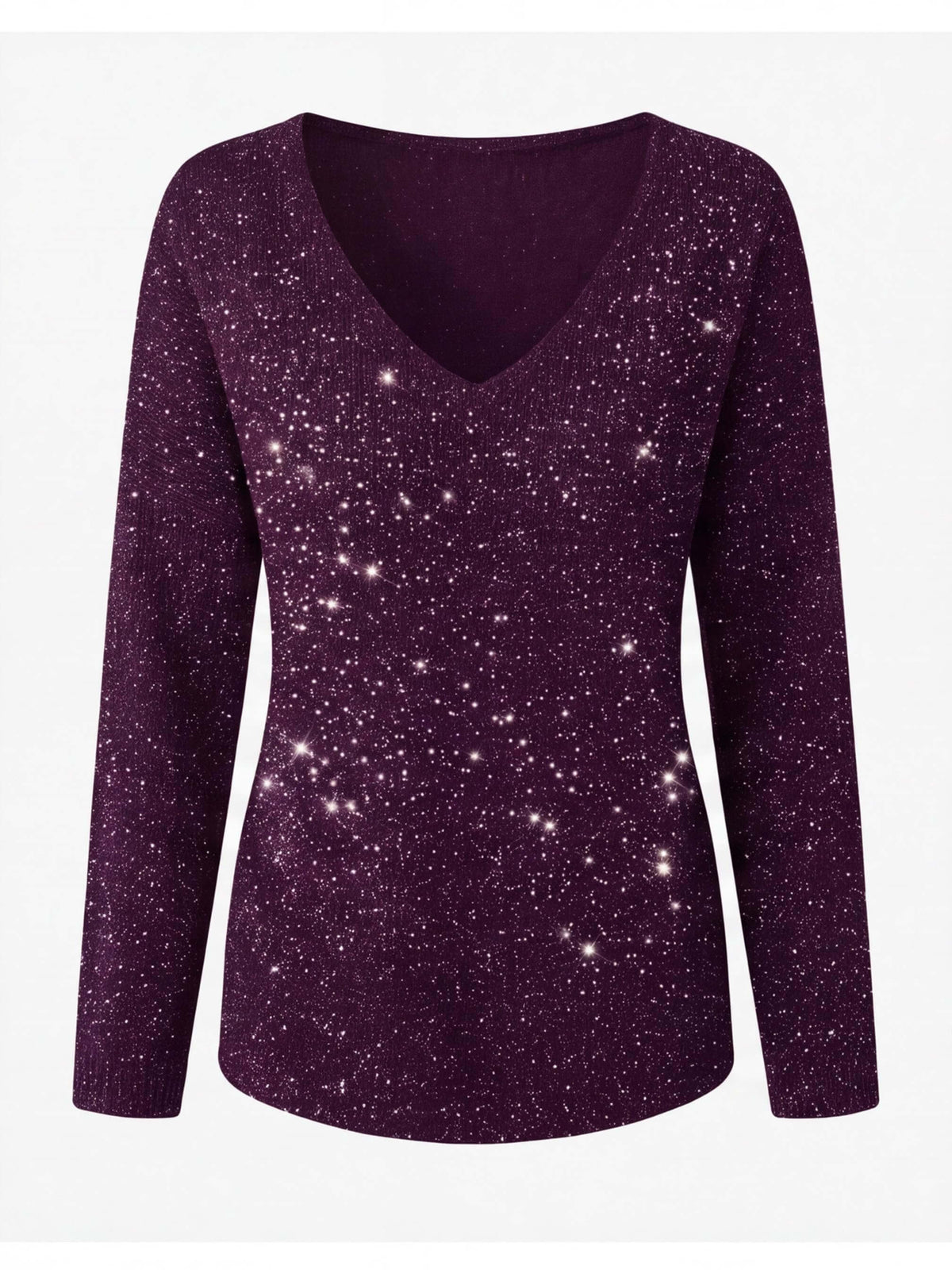 Women’s Sparkle V-Neck Long-Sleeve Statement Top