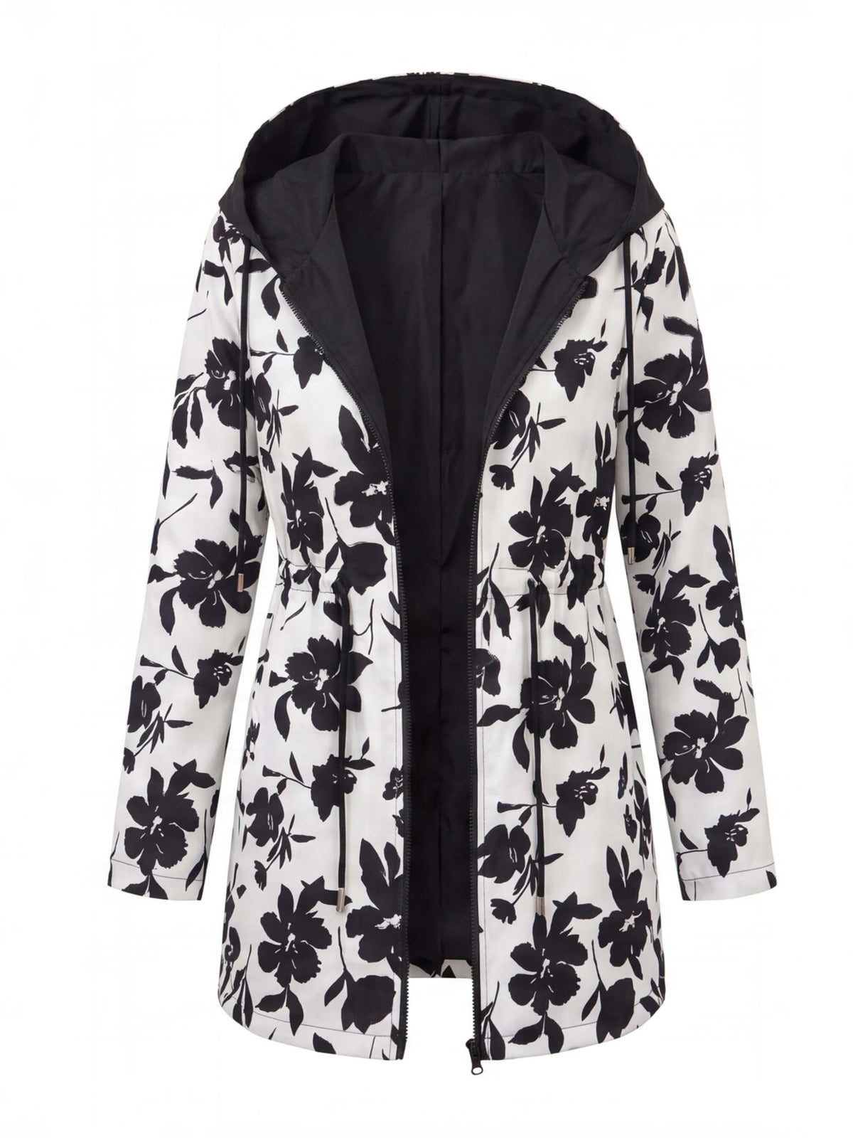 Women’s Hooded Utility Jacket with Animal-Print Trim
