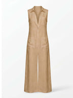 Women’s Sleeveless Collared Wide-Leg Jumpsuit
