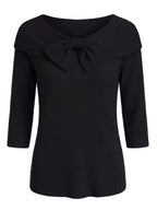 Women’s Ribbed Bow Detail Long-Sleeve Top