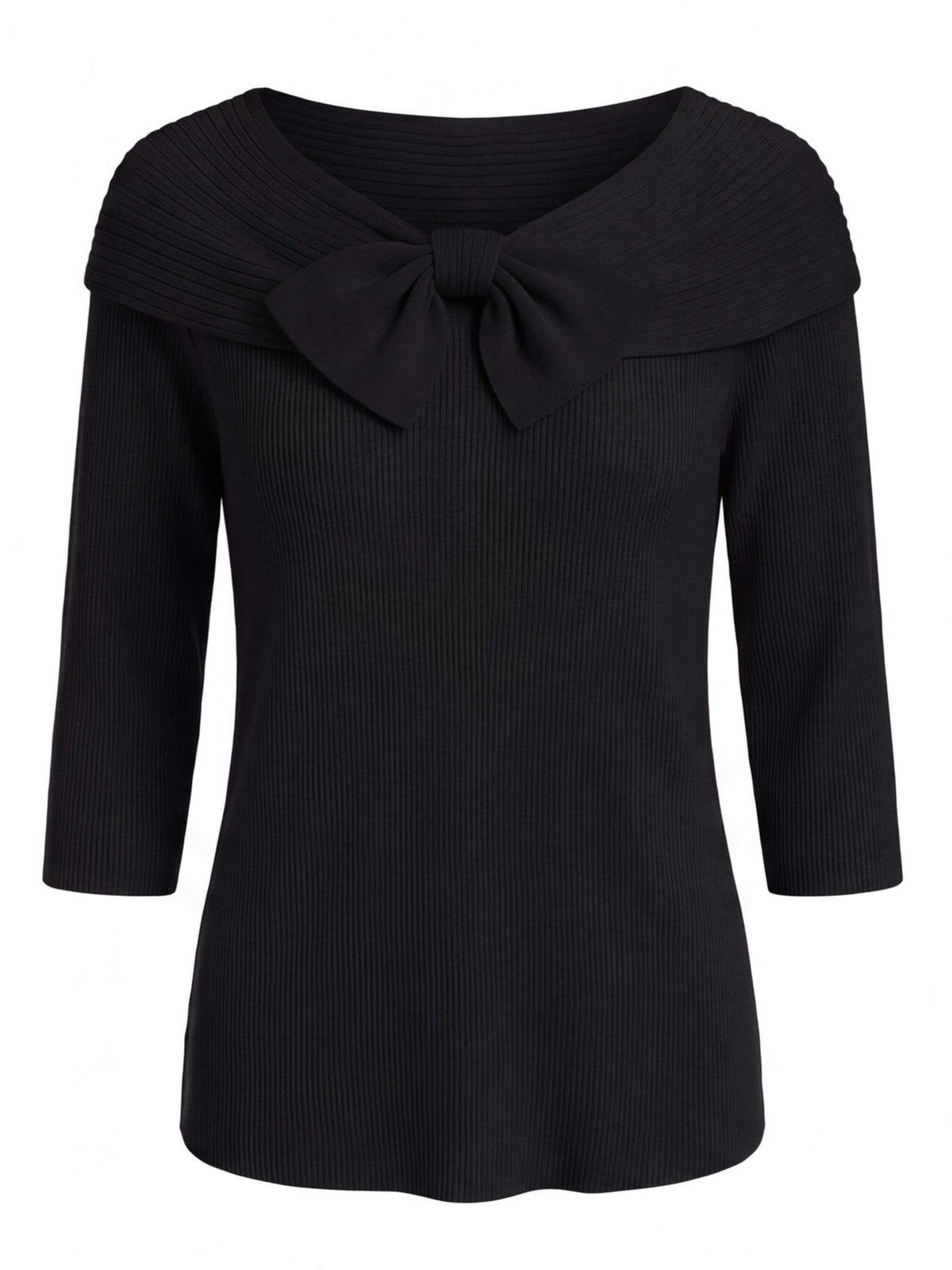 Women’s Ribbed Bow Detail Long-Sleeve Top