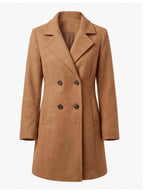 Women’s Double-Breasted Longline Coat with Wide Lapels
