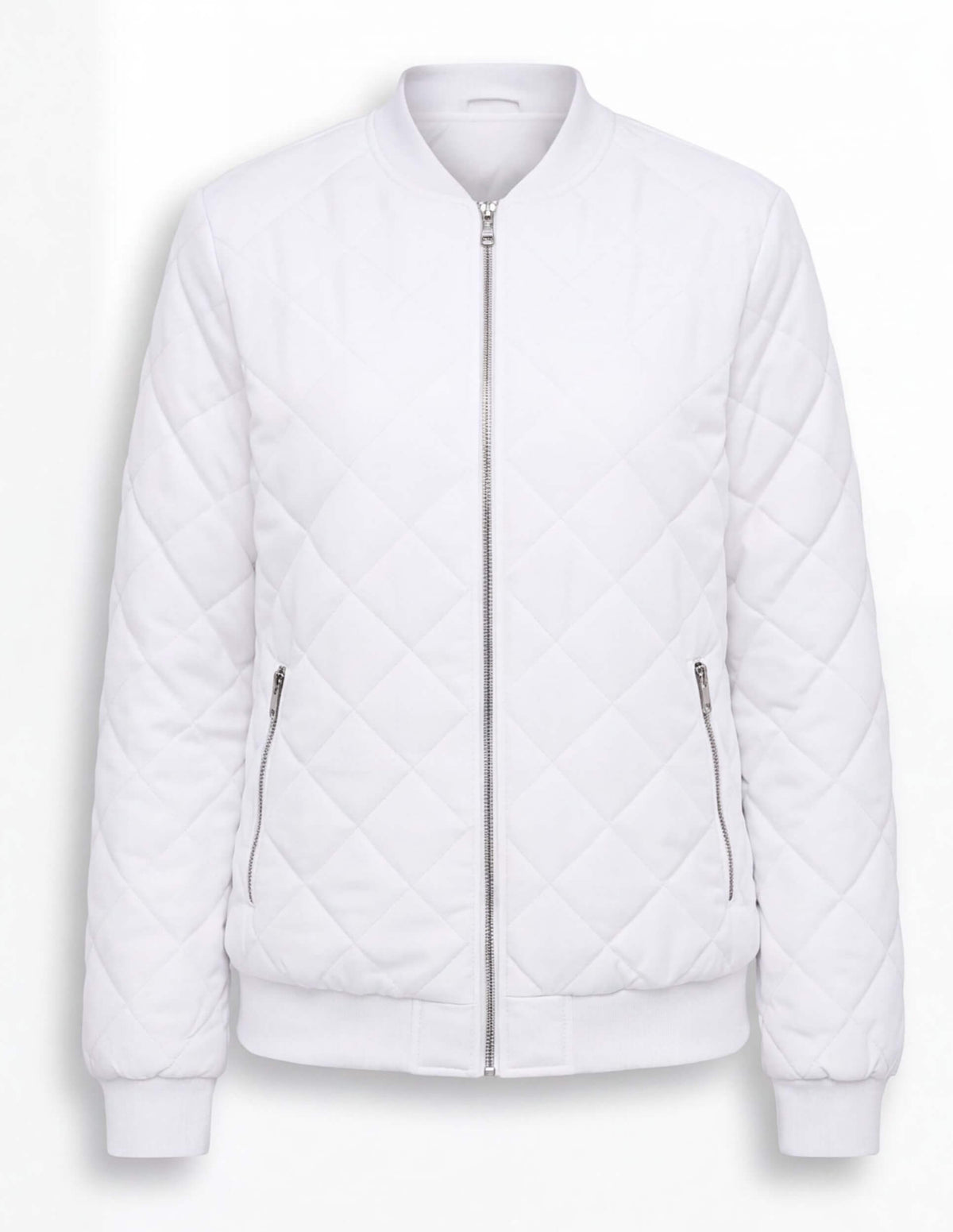 Women’s Quilted Bomber Jacket with Zip Front