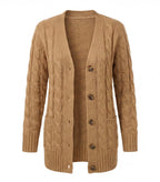 Women’s Cable Knit Cardigan – Button Front & Cozy Loose Fit