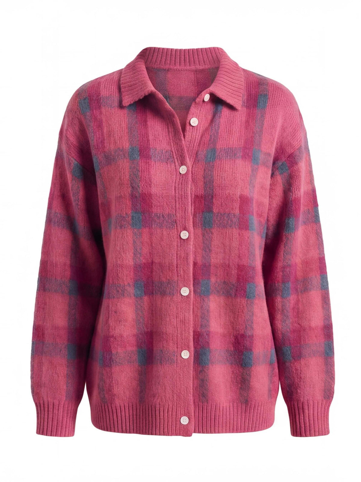 Women’s Checked Button-Up Knit Cardigan