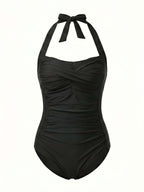 Women’s Halter Ruched One-Piece Swimsuit