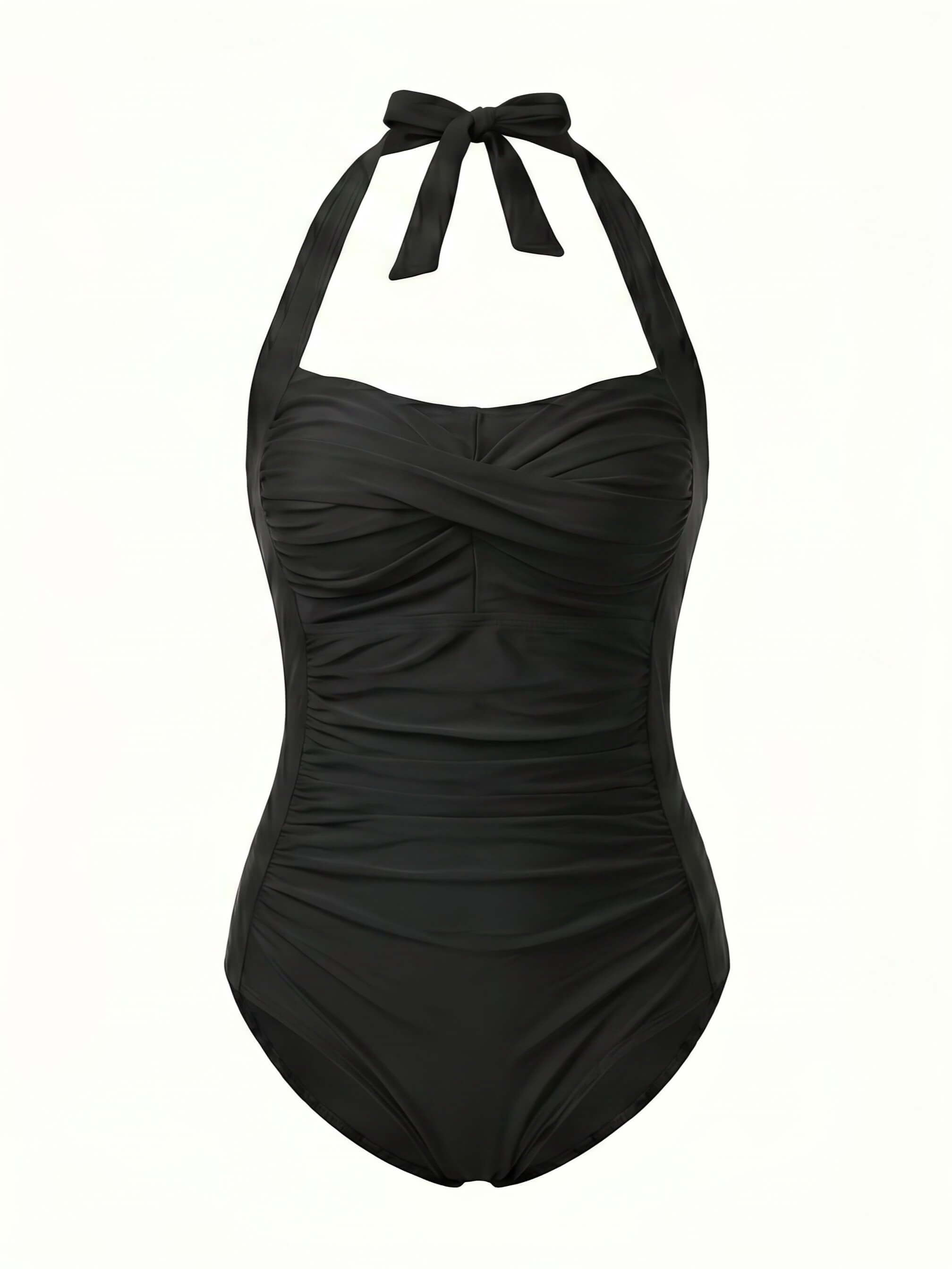 Women’s Halter Ruched One-Piece Swimsuit