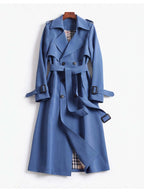 Women’s Belted Double-Breasted Trench Coat with Buckle Cuffs