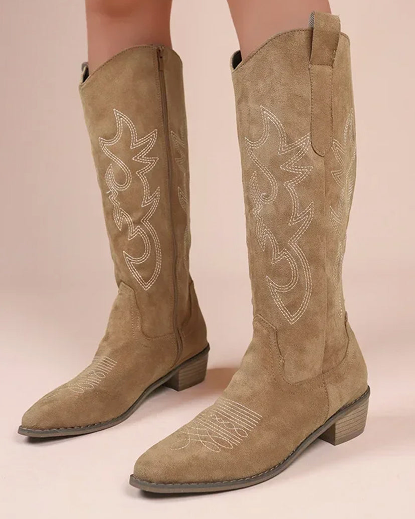 Ryder Embroidered Knee-High Boots