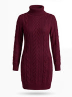 Women’s Cable Knit Turtleneck Mini Dress