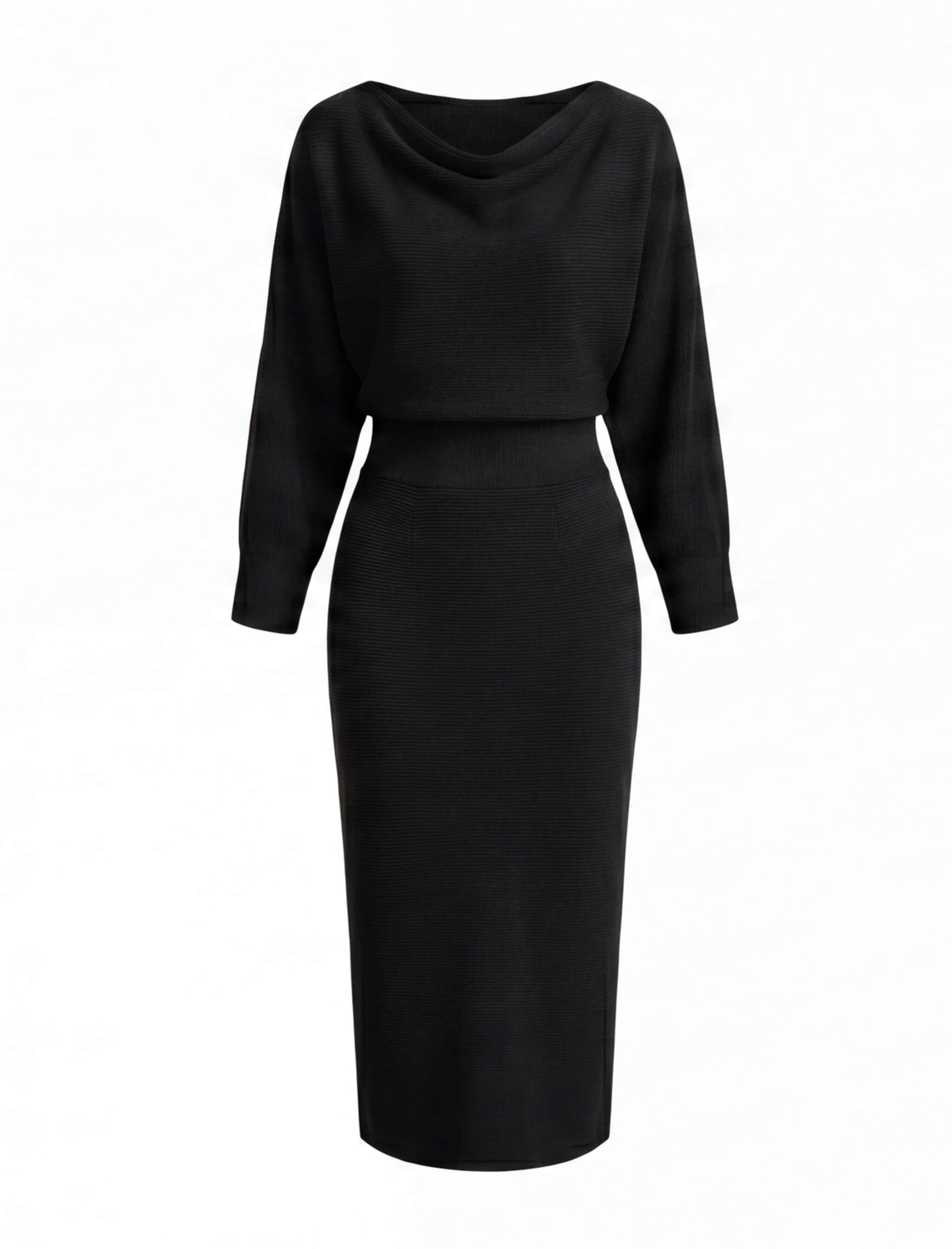 Draped Midi Dress with Cowl Neckline
