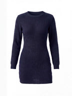 Women’s Ribbed Knit Mini Dress with Long Sleeves