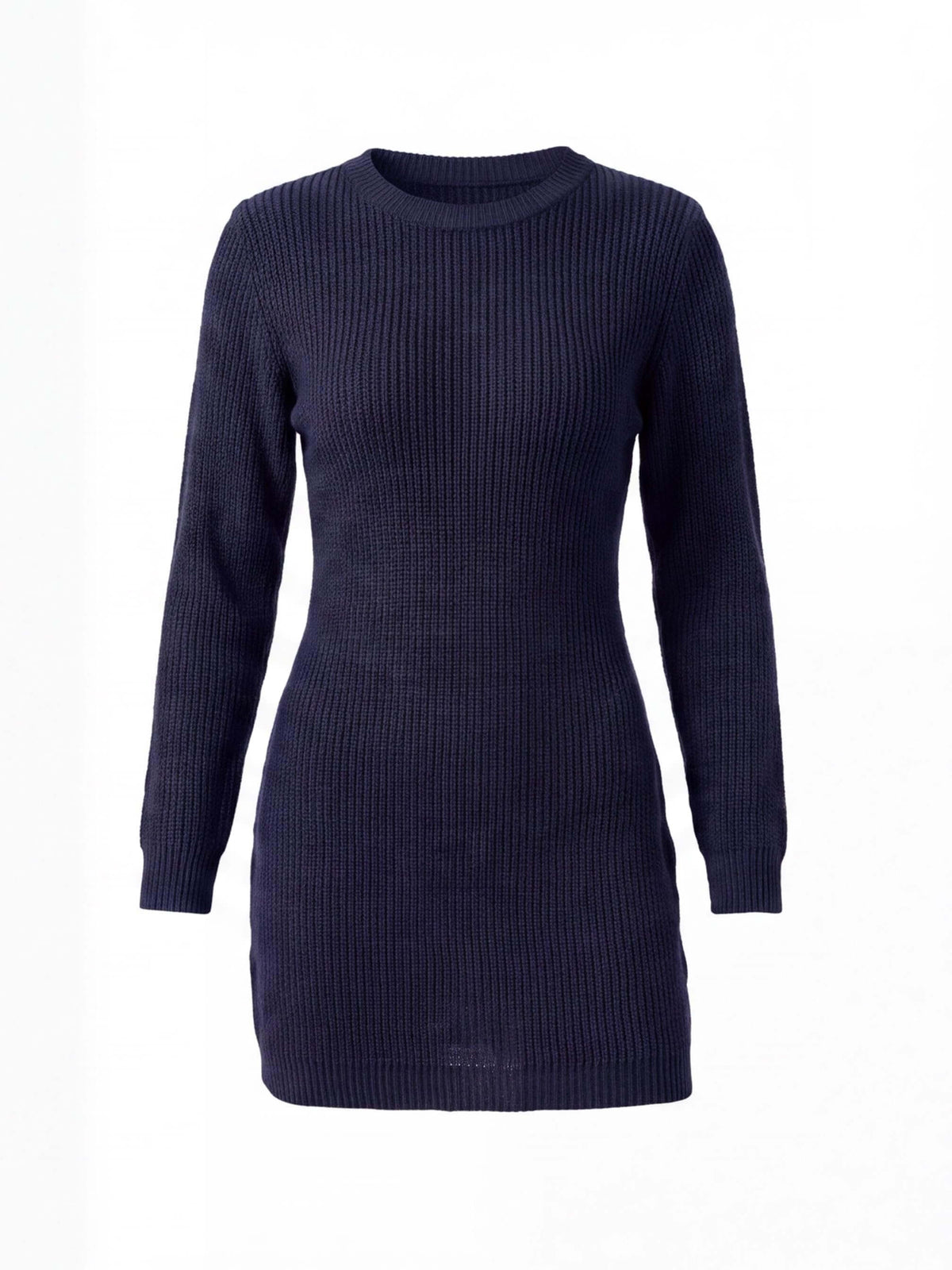 Women’s Ribbed Knit Mini Dress with Long Sleeves