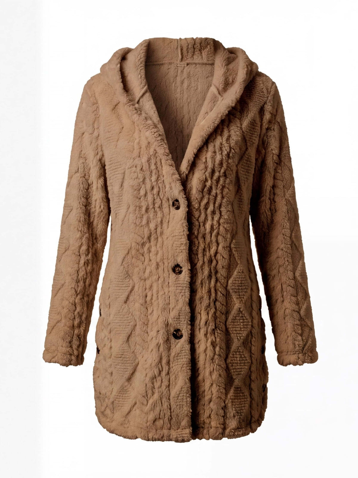 Women’s Textured Faux Fur Button Jacket
