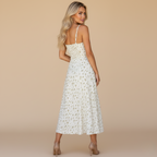 Elegant Floral Corset Midi Dress – Feminine & Flattering