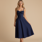 Elegant Floral Corset Midi Dress – Feminine & Flattering