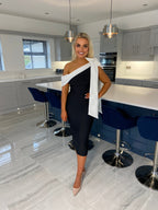 Adele Bow Shoulder Bandage Dress – Monochrome