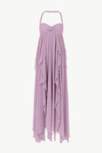 Women’s Chiffon Halter Maxi Dress – Romantic Layered Silhouette