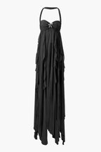 Women’s Chiffon Halter Maxi Dress – Romantic Layered Silhouette