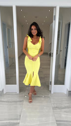Amara Fishtail Bandage Dress – Yellow