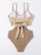 Women’s Ribbed Cut-Out Crossover Swimsuit