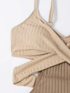Women’s Ribbed Cut-Out Crossover Swimsuit